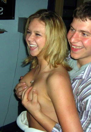 Lucky strangers squeezing tits of young